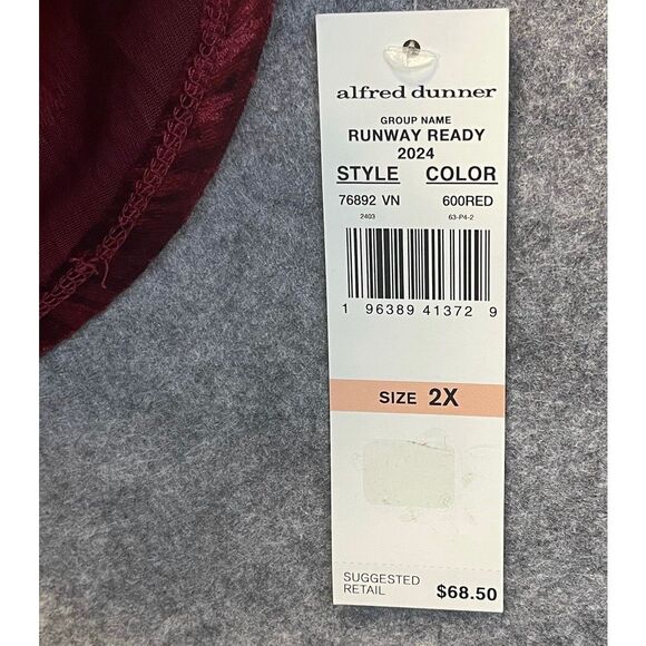 ALFRED DUNNER Women's 2X Runway Ready Crushed Velvet Top Beaded Bell Sleeves NWT - Picture 6 of 7